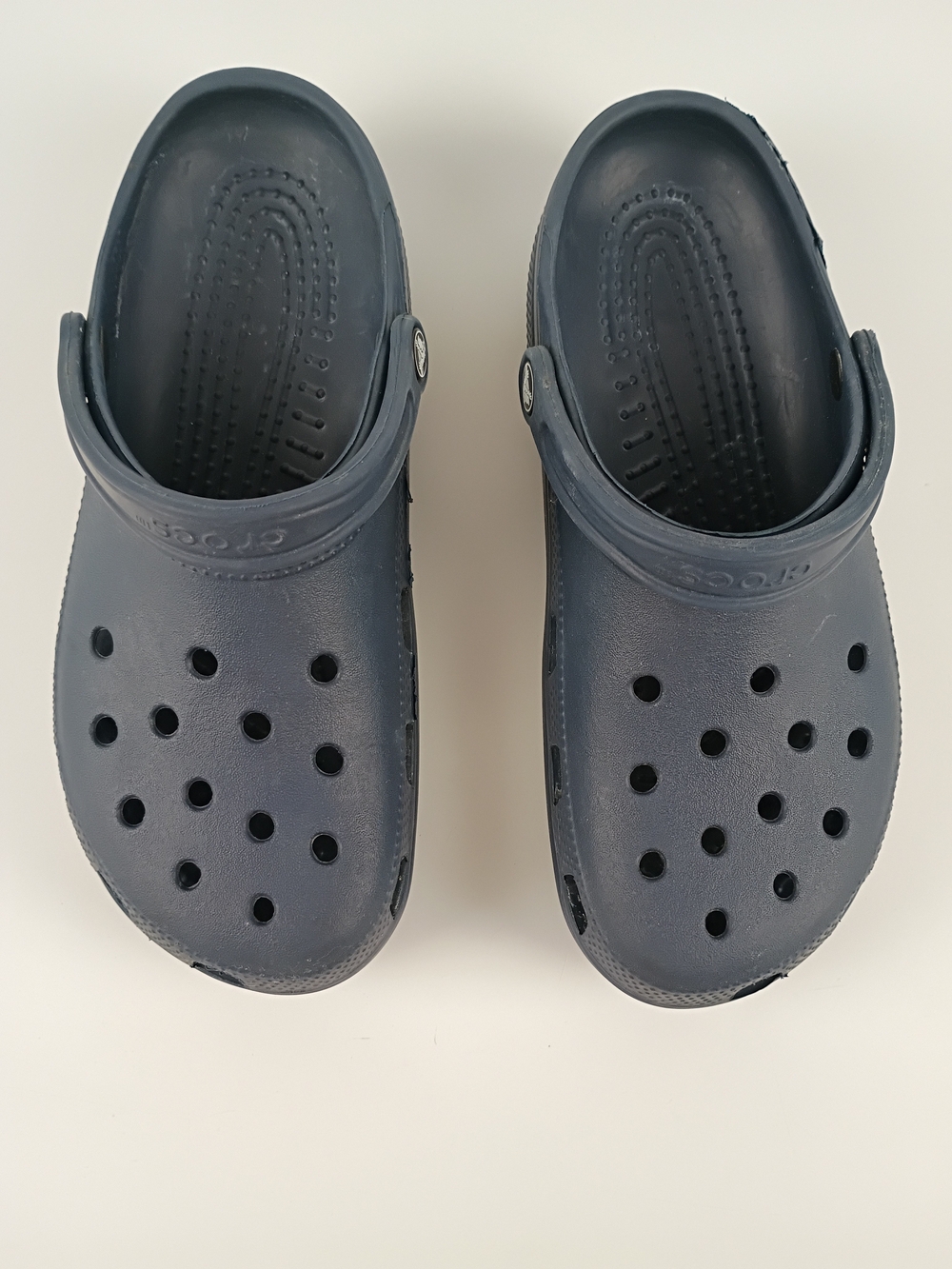 Crocs Mens Size 9 Woman's Size 11 Navy Classic Clog - Comfortable Slip-On See Pi